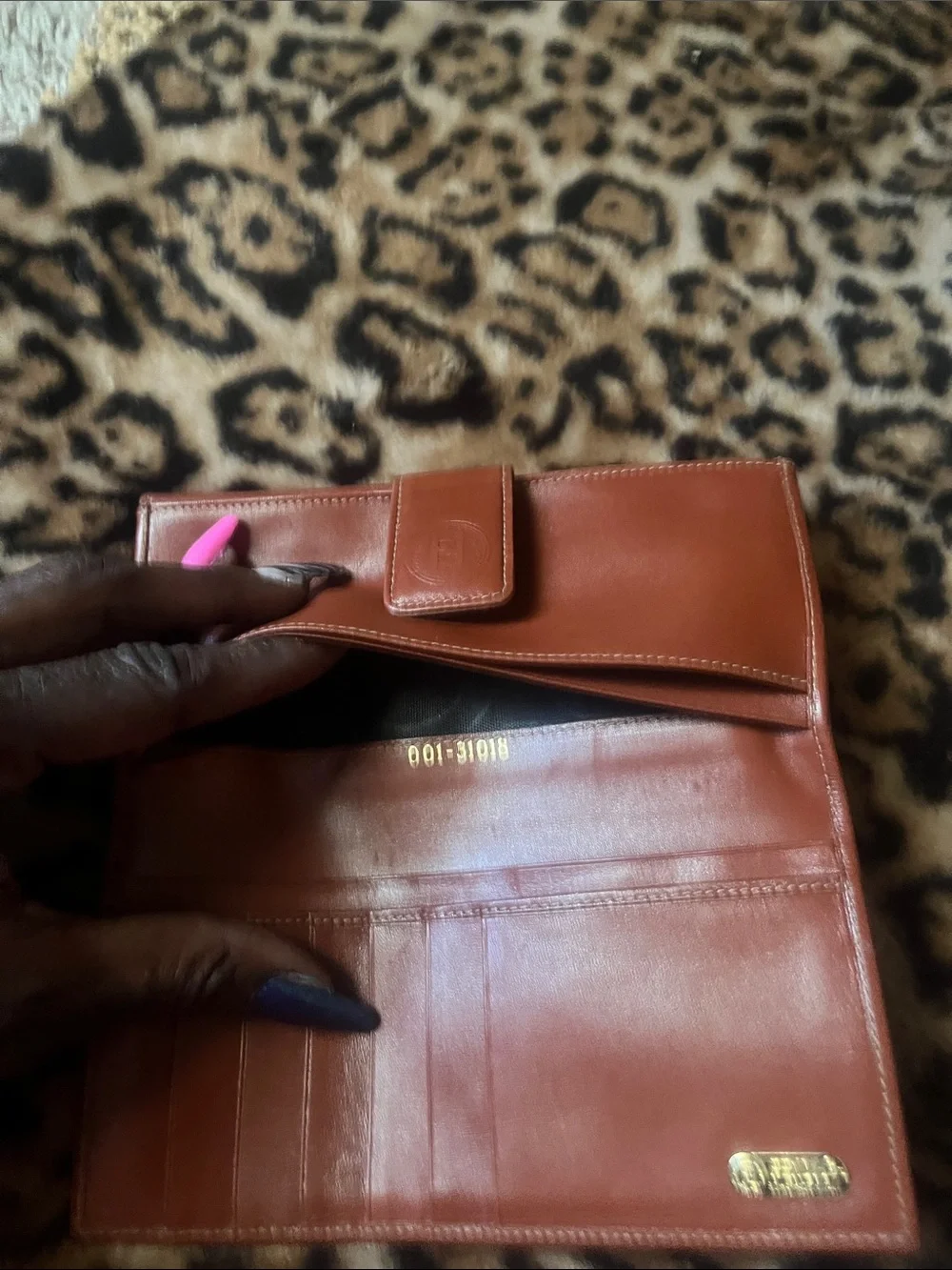 Fendi Black and Brown Striped Continental Wallet